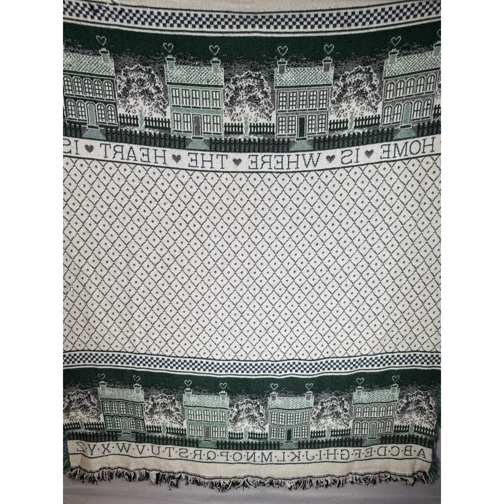 Vintage Throw Blanket School House Home Is Where The Heart Is Alphabet (44x53)